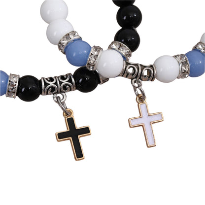 Beaded bracelet with cross charms 