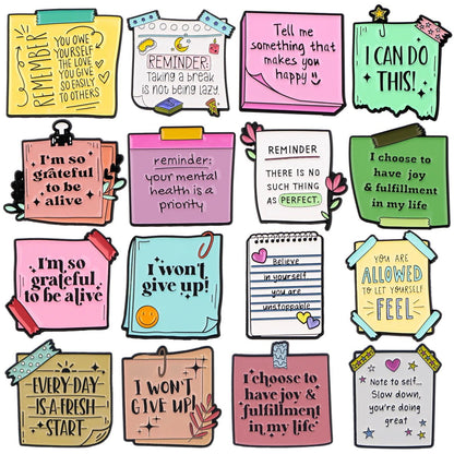A vibrant collage of motivational sticky notes featuring affirmations like “You owe yourself the love you give others” and “Every day is a fresh start,” inspiring self-empowerment daily.