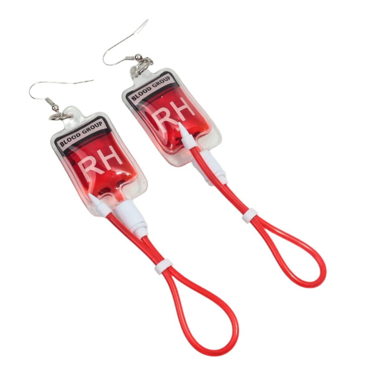 Blood group blood bag blood donation earrings. Gothic, Vampire, Horror, Gothic, Donate Blood, Plasma, Nurse, Doctor, Medical accessory - novelty blood bag acrylic drop earrings