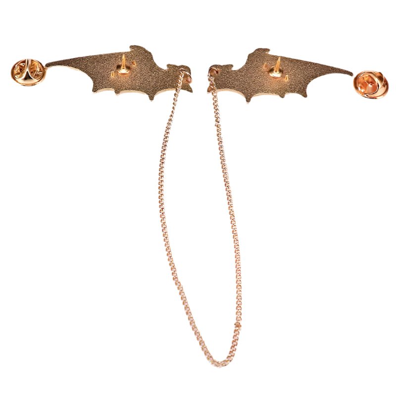 Bat dragon wings brooch on gold chain