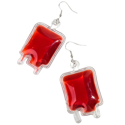 Gothic, Vampire, Horror, Gothic, Donate Blood, Plasma, Nurse, Doctor, Medical accessory - novelty blood bag acrylic drop earrings