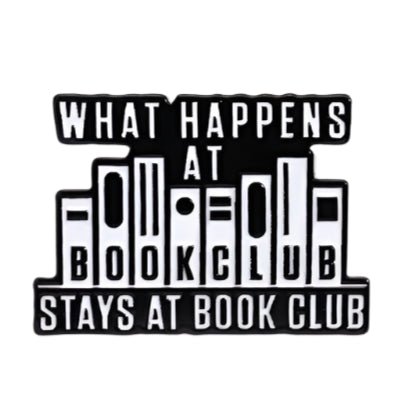 My Cutesy Era’s black and white sign features "What happens at book club stays at book club" with book spines forming "BOOK CLUB"—a perfect accessory for bookworms or a thoughtful gift for any book lover.