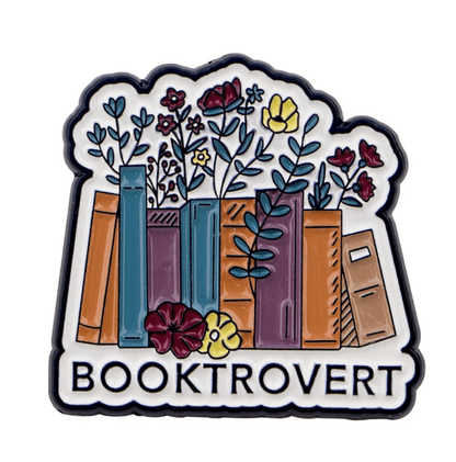 Show off your love for reading with  enamel pin—colorful books with flowers and BOOKTROVERT in bold. It’s a charming accessory to celebrate your bookish side and support public libraries!.