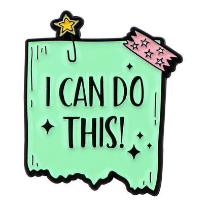 A mint green  sticky note featuring “I CAN DO THIS!” in bold black letters, a yellow star, sparkles, and pink tape with black stars—ideal for daily positive affirmations and self-empowerment.