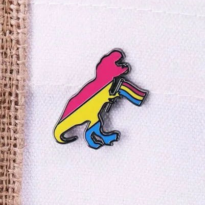 pansexual pride dinosaur badge