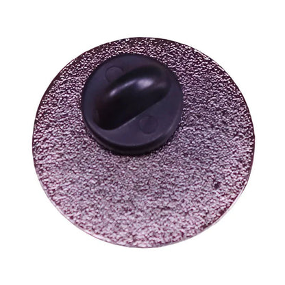 A round, textured metallic pin backing with a black rubber clutch fastener at the center, shown from above on a white background—ideal for showcasing your pink enamel pin or expanding your pride accessory collection.